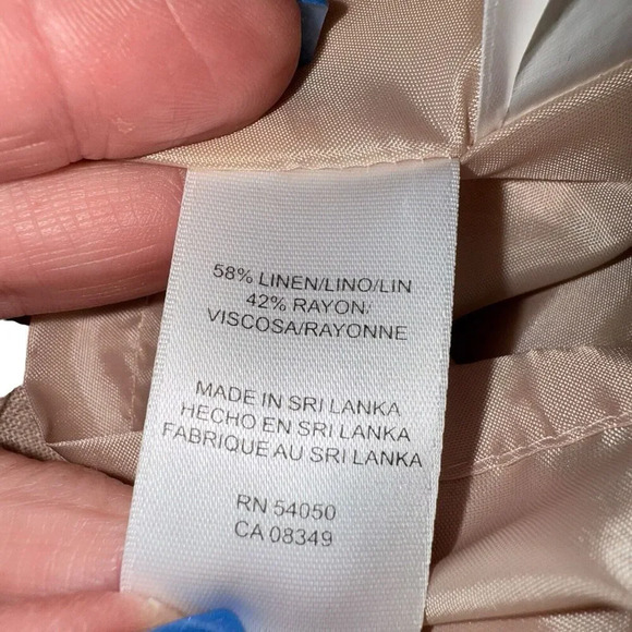 Evan-Picone Sz 12 Linen Sheath Dress Beaded Office Neutral Light Academia - Picture 12 of 13